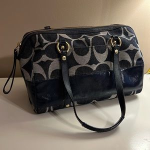 COACH Signature Denim Blue Barrel Satchel Bag w/ Authenticity Number D0826-12551